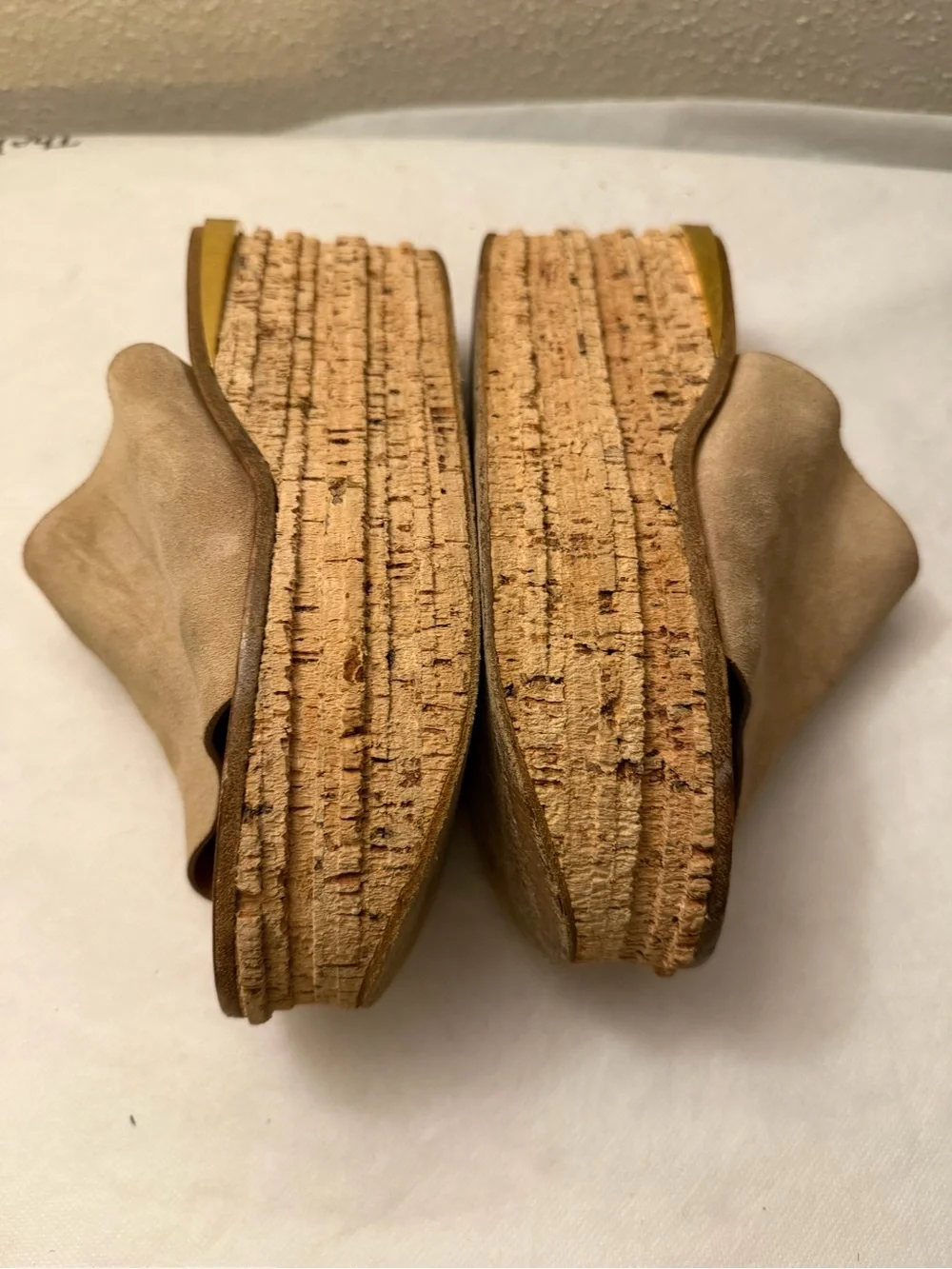 Chloé Taupe Suede Espadrille Slide Sandals, pre-owned, SZ7, gently used